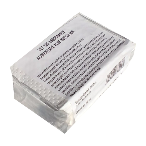 Absorbante alimentare albe, dimensiuni 80x120 mm, set 100 bucati