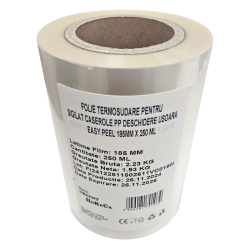 Folie termosudare pentru sigilat caserole PP, Easy Peel 185MM X 250 ML