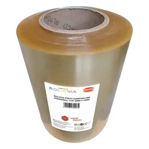 Folie stretch alimentara, COEX profesionala, grosime 14 microni, rola de 280mm x 1500ml