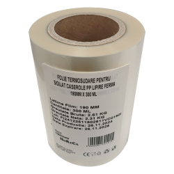Folie termosudare pentru sigilat caserole PP, lipire ferma, 190MM X 300 ML