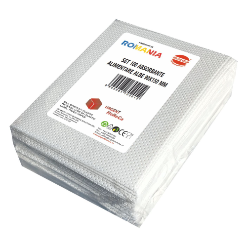 Absorbante alimentare albe, dimensiuni 90x150 mm, set 100 bucati