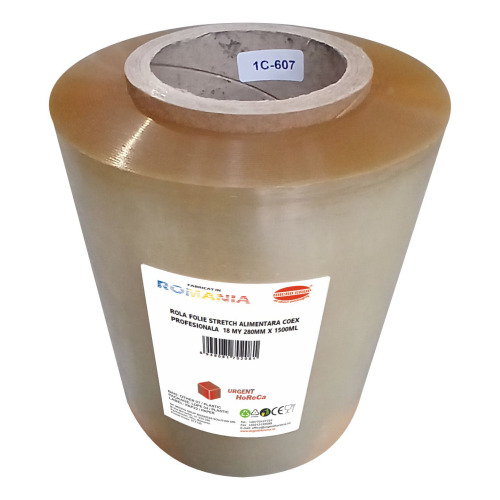 Folie stretch alimentara, COEX profesionala, grosime 18 microni, rola de 280mm x 1500ml Folie stretch alimentara, COEX profesionala, grosime 18 microni, rola de 280mm x 1500ml