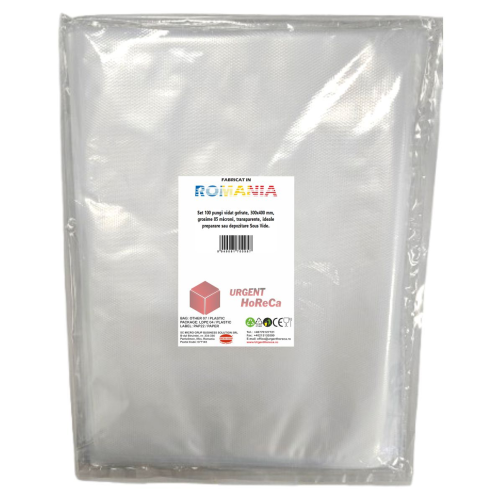 Pungi vidat gofrate, 300x400 mm, grosime 85 microni, transparente, ideale preparare sau depozitare Sous Vide, set 100 bucati