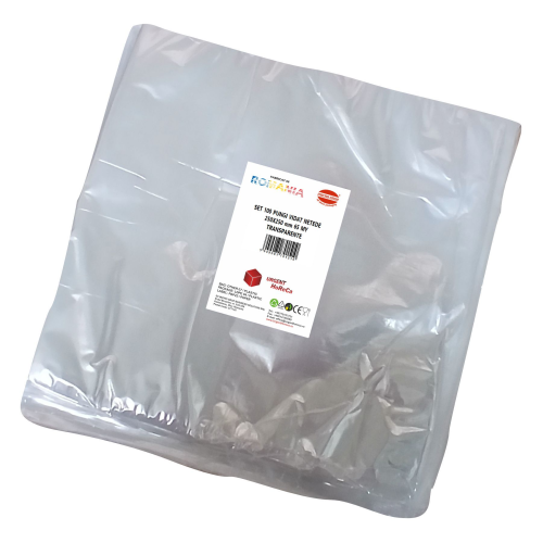 Pungi vidat/vacuum netede, pentru masini de vidat cu camera, 250X250 mm, grosime 65 microni, transparente, set 100 bucati
