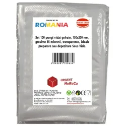Pungi vidat gofrate, 150x200 mm, grosime 85 microni, transparente, ideale preparare sau depozitare Sous Vide, set 100 bucati Pungi vidat gofrate, 150x200 mm, grosime 85 microni, transparente, ideale preparare sau depozitare Sous Vide, set 100 bucati