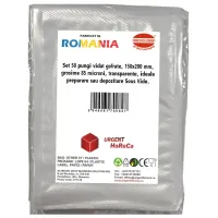 Pungi vidat gofrate, 150x200 mm, grosime 85 microni, transparente, ideale preparare sau depozitare Sous Vide, set 50 bucati Pungi vidat gofrate, 150x200 mm, grosime 85 microni, transparente, ideale preparare sau depozitare Sous Vide, set 50 bucati