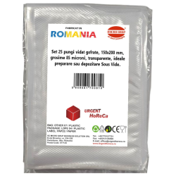 Pungi vidat gofrate, 150x200 mm, grosime 85 microni, transparente, ideale preparare sau depozitare Sous Vide, set 25 bucati