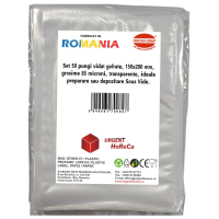 Pungi vidat gofrate, 150x200 mm, grosime 85 microni, transparente, ideale preparare sau depozitare Sous Vide, set 50 bucati