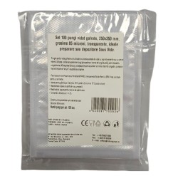 Pungi vidat gofrate, 250x350 mm, grosime 85 microni, transparente, ideale preparare sau depozitare Sous Vide, set 100 bucati