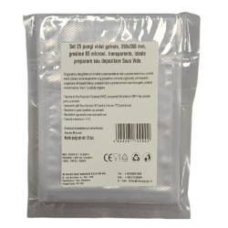 Pungi vidat gofrate, 250x350 mm, grosime 85 microni, transparente, ideale preparare sau depozitare Sous Vide, set 25 bucati