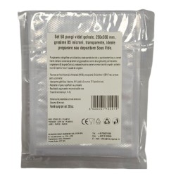 Pungi vidat gofrate, 250x350 mm, grosime 85 microni, transparente, ideale preparare sau depozitare Sous Vide, set 50 bucati