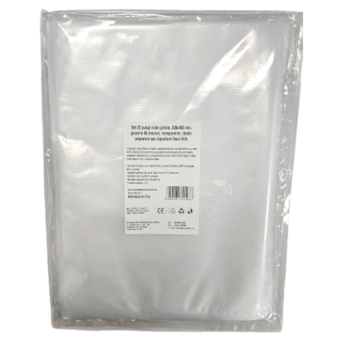 Pungi vidat gofrate, 300x400 mm, grosime 85 microni, transparente, ideale preparare sau depozitare Sous Vide, set 25 bucati