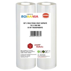 Set 2 role pungi vidat gofrate, dimensiuni 150x3000 mm, transparente, grosime 85 microni, preparare sau depozitare Sous Vide