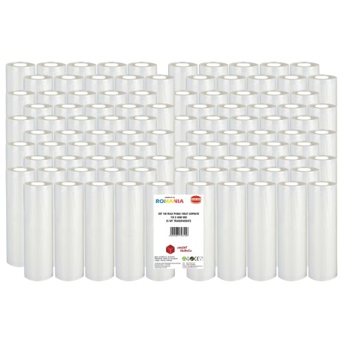 Set 100 role pungi vidat gofrate, dimensiuni 150x6000 mm, transparente, grosime 85 microni, preparare sau depozitare Sous Vide