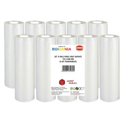 Set 10 role pungi vidat gofrate, dimensiuni 150x6000 mm, transparente, grosime 85 microni, preparare sau depozitare Sous Vide
