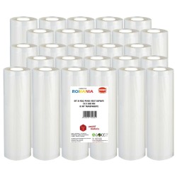Set 26 role pungi vidat gofrate, dimensiuni 150x6000 mm, transparente, grosime 85 microni, preparare sau depozitare Sous Vide