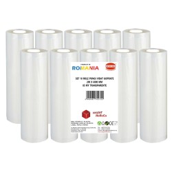 Set 10 role pungi vidat gofrate, dimensiuni 200x6000 mm, transparente, grosime 85 microni, preparare sau depozitare Sous Vide