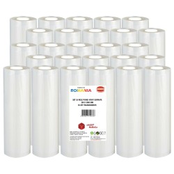 Set 26 role pungi vidat gofrate, dimensiuni 200x5000 mm, transparente, grosime 85 microni, preparare sau depozitare Sous Vide