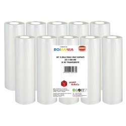 Set 10 role pungi vidat gofrate, dimensiuni 220x3000 mm, transparente, grosime 85 microni, preparare sau depozitare Sous Vide