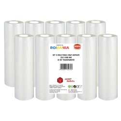 Set 10 role pungi vidat gofrate, dimensiuni 220x6000 mm, transparente, grosime 85 microni, preparare sau depozitare Sous Vide
