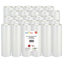 Set 26 role pungi vidat gofrate, dimensiuni 220x6000 mm, transparente, grosime 85 microni, preparare sau depozitare Sous Vide