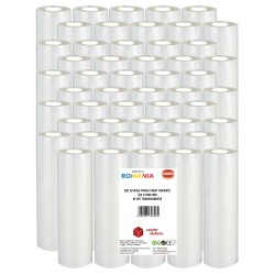 Set 50 role pungi vidat gofrate, dimensiuni 220x6000 mm, transparente, grosime 85 microni, preparare sau depozitare Sous Vide