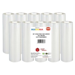 Set 10 role pungi vidat gofrate, dimensiuni 250x5000 mm, transparente, grosime 85 microni, preparare sau depozitare Sous Vide