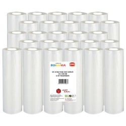 Set 26 role pungi vidat gofrate, dimensiuni 250x5000 mm, transparente, grosime 85 microni, preparare sau depozitare Sous Vide