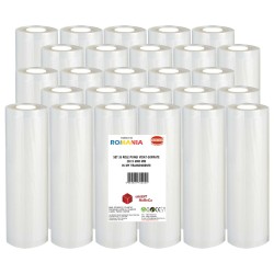 Set 26 role pungi vidat gofrate, dimensiuni 250x6000 mm, transparente, grosime 85 microni, preparare sau depozitare Sous Vide