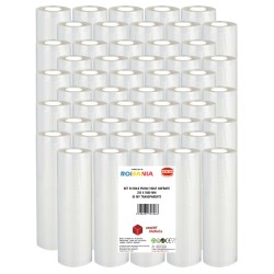 Set 50 role pungi vidat gofrate, dimensiuni 250x5000 mm, transparente, grosime 85 microni, preparare sau depozitare Sous Vide