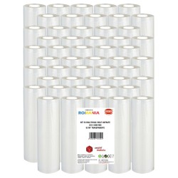 Set 50 role pungi vidat gofrate, dimensiuni 250x6000 mm, transparente, grosime 85 microni, preparare sau depozitare Sous Vide