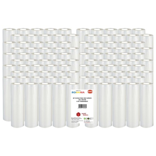 Set 100 role pungi vidat gofrate, dimensiuni 280x5000 mm, transparente, grosime 85 microni, preparare sau depozitare Sous Vide