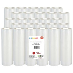 Set 26 role pungi vidat gofrate, dimensiuni 280x5000 mm, transparente, grosime 85 microni, preparare sau depozitare Sous Vide