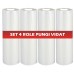Set 4 role pungi vidat gofrate, dimensiuni 280x3000 mm, transparente, grosime 85 microni, preparare sau depozitare Sous Vide